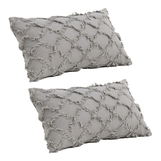 2Pcs 30x50cm Grey Cotton Linen Pillowcase Cushion Covers Sofa Throw Pillow Case WITHOUT PILLOW