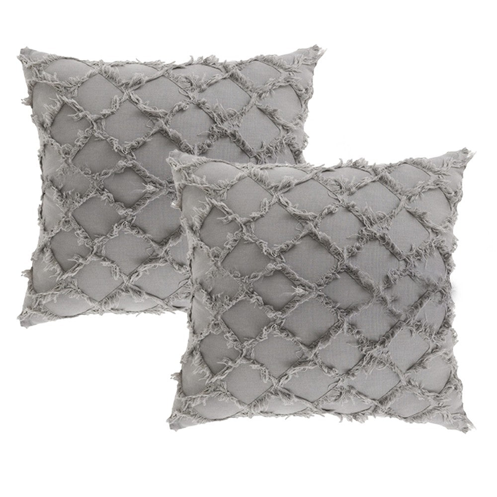 2Pcs 45x45cm Grey Cotton Linen Pillowcase Cushion Covers Sofa Throw Pillow Case WITHOUT PILLOW