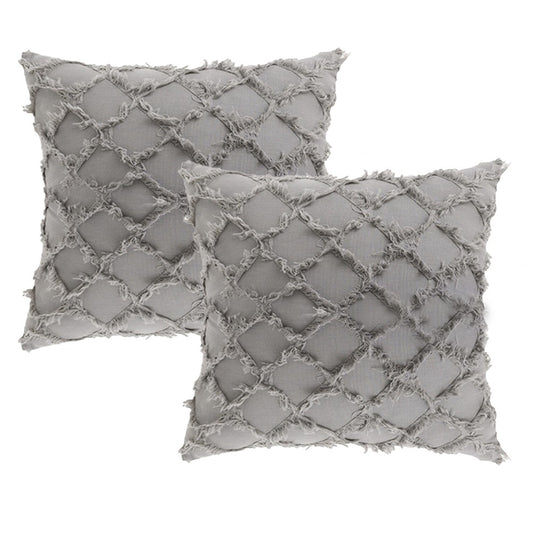 2Pcs 45x45cm Grey Cotton Linen Pillowcase Cushion Covers Sofa Throw Pillow Case WITHOUT PILLOW