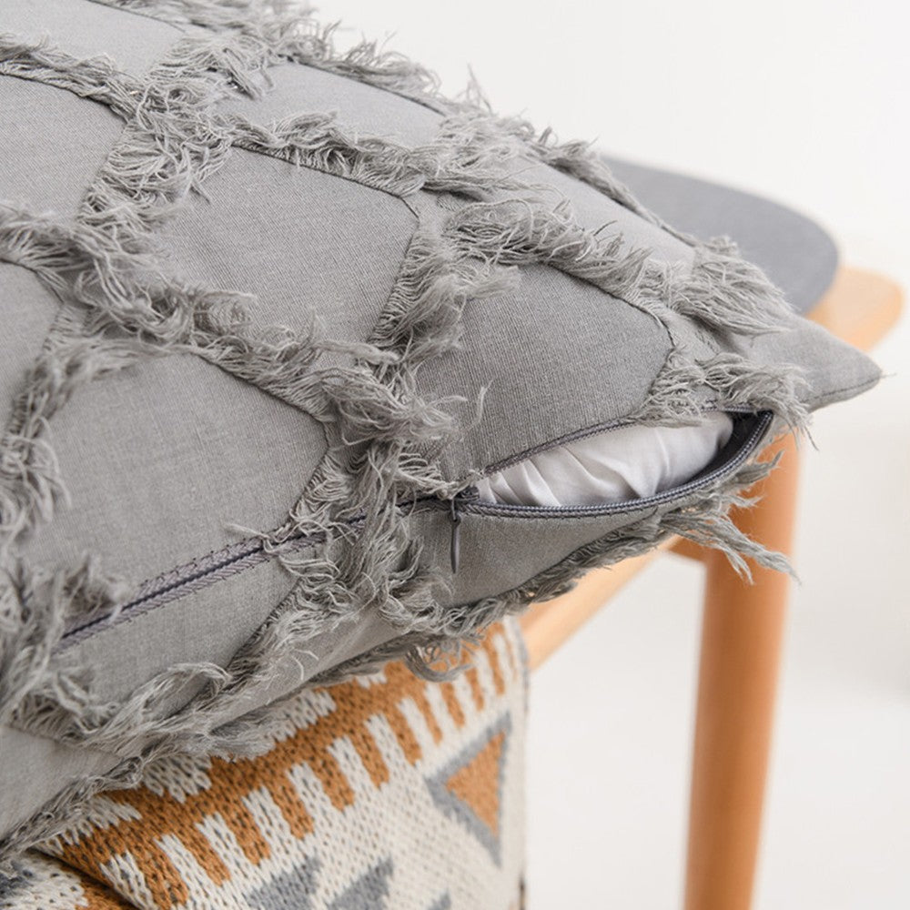 2Pcs Grey Cotton Linen Pillowcase Cushion Covers Sofa Throw Pillow Case WITHOUT PILLOW