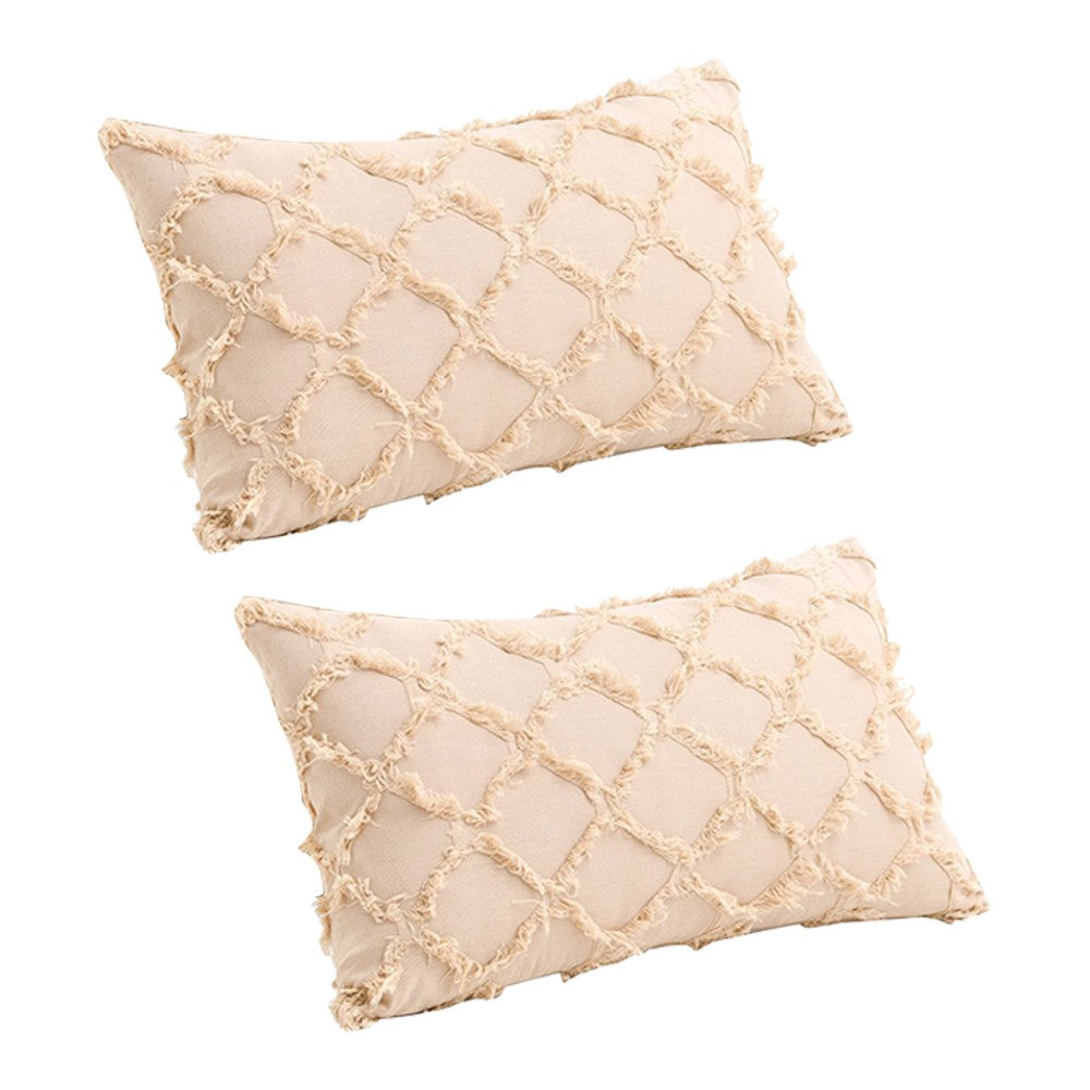 2Pcs 30x50cm Khaki Cotton Linen Pillowcase Cushion Covers Sofa Throw Pillow Case WITHOUT PILLOW