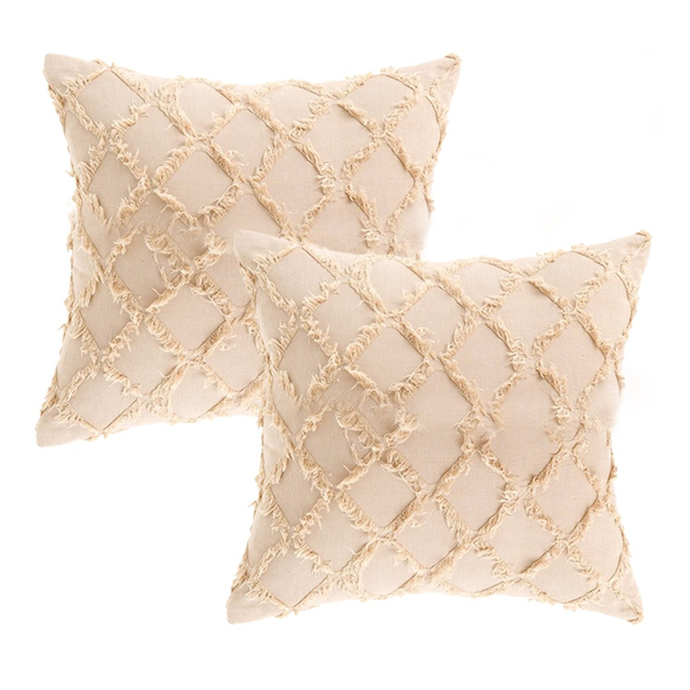 2Pcs 45x45cm Khaki Cotton Linen Pillowcase Cushion Covers Sofa Throw Pillow Case WITHOUT PILLOW
