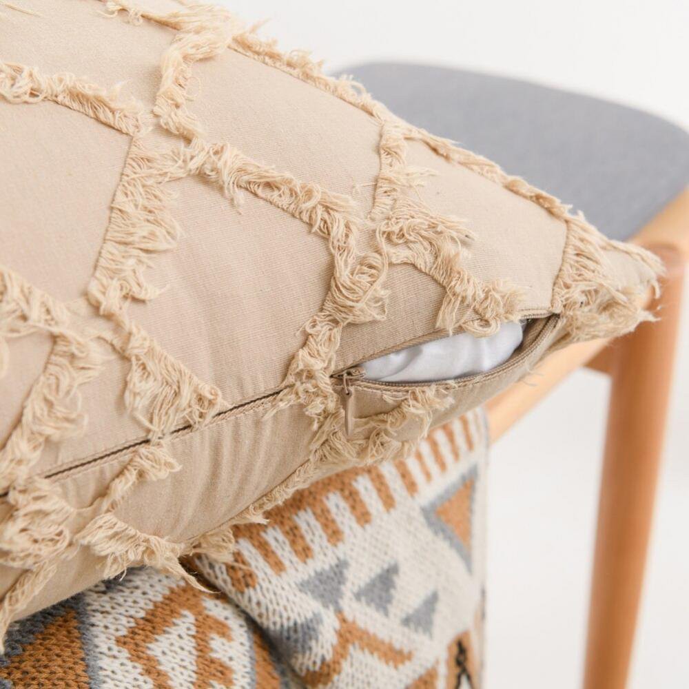 2Pcs 45x45cm Khaki Cotton Linen Pillowcase Cushion Covers Sofa Throw Pillow Case WITHOUT PILLOW