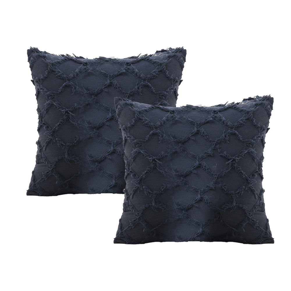 2Pcs 45x45cm Navy Blue Cotton Linen Pillowcase Cushion Covers Sofa Throw Pillow Case WITHOUT PILLOW