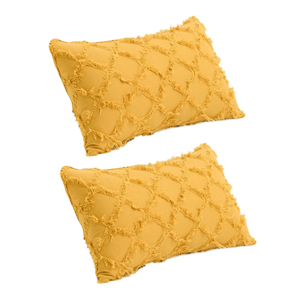 2Pcs 30x50cm Yellow Cotton Linen Pillowcase Cushion Covers Sofa Throw Pillow Case WITHOUT PILLOW