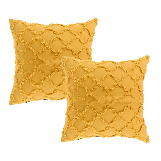 2Pcs 45x45cm Yellow Cotton Linen Pillowcase Cushion Covers Sofa Throw Pillow Case WITHOUT PILLOW