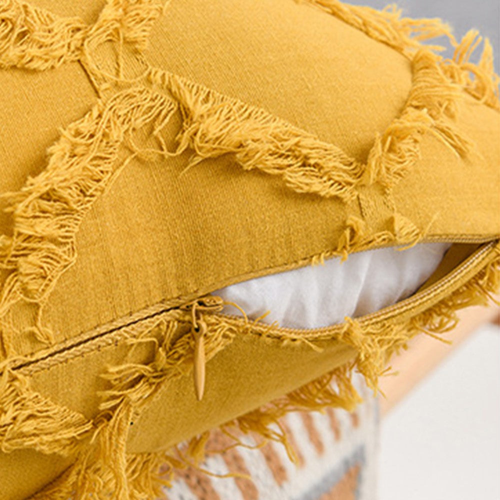 2Pcs Yellow Cotton Linen Pillowcase Cushion Covers Sofa Throw Pillow Case WITHOUT PILLOW