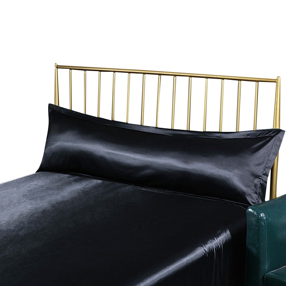 48x150cm Black Satin Long Pillowcase Soft Faux Silk Pillow Cover Double Body Pillow Case