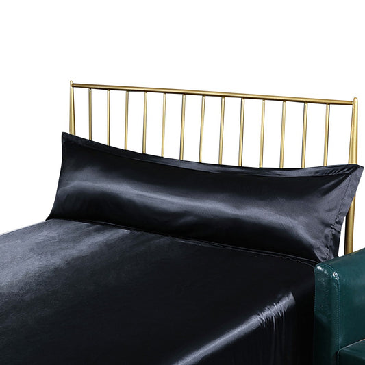 48x150cm Black Satin Long Pillowcase Soft Faux Silk Pillow Cover Double Body Pillow Case