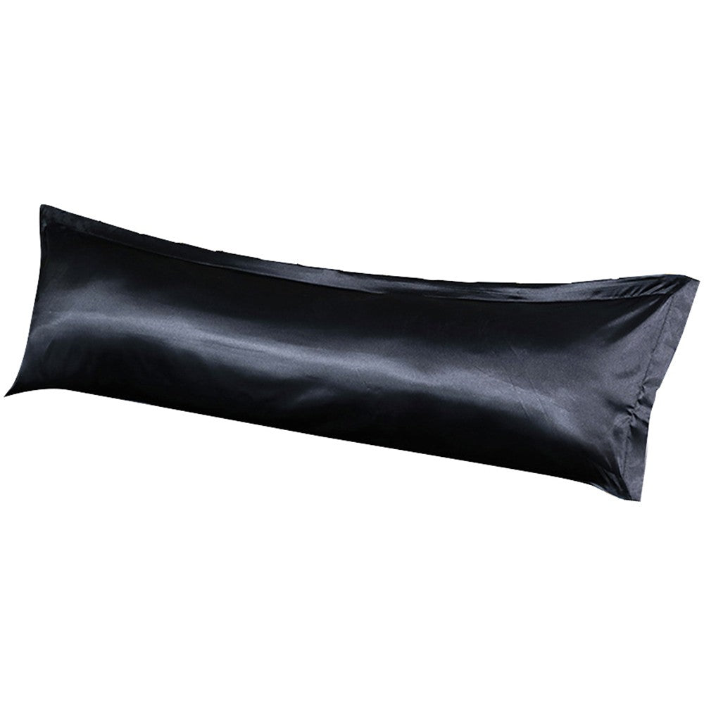 48x150cm Black Satin Long Pillowcase Soft Faux Silk Pillow Cover Double Body Pillow Case