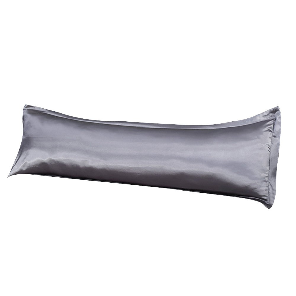 48x150cm Silver Grey Satin Long Pillowcase Soft Faux Silk Pillow Cover Double Body Pillow Case