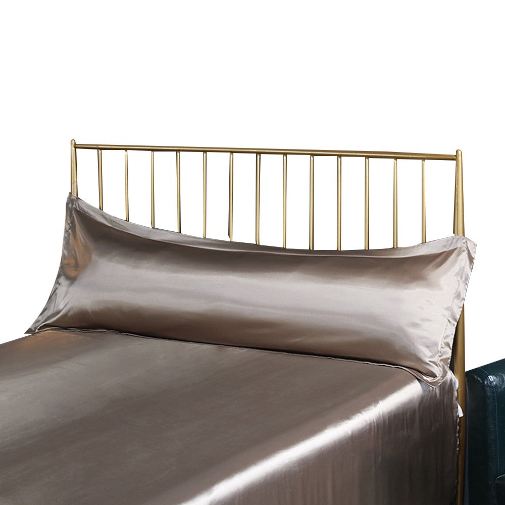48x150cm Light Brown Satin Long Pillowcase Soft Faux Silk Pillow Cover Double Body Pillow Case