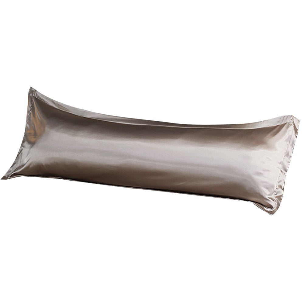 48x150cm Light Brown Satin Long Pillowcase Soft Faux Silk Pillow Cover Double Body Pillow Case