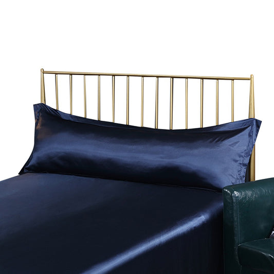 48x150cm Navy Blue Satin Long Pillowcase Soft Faux Silk Pillow Cover Double Body Pillow Case