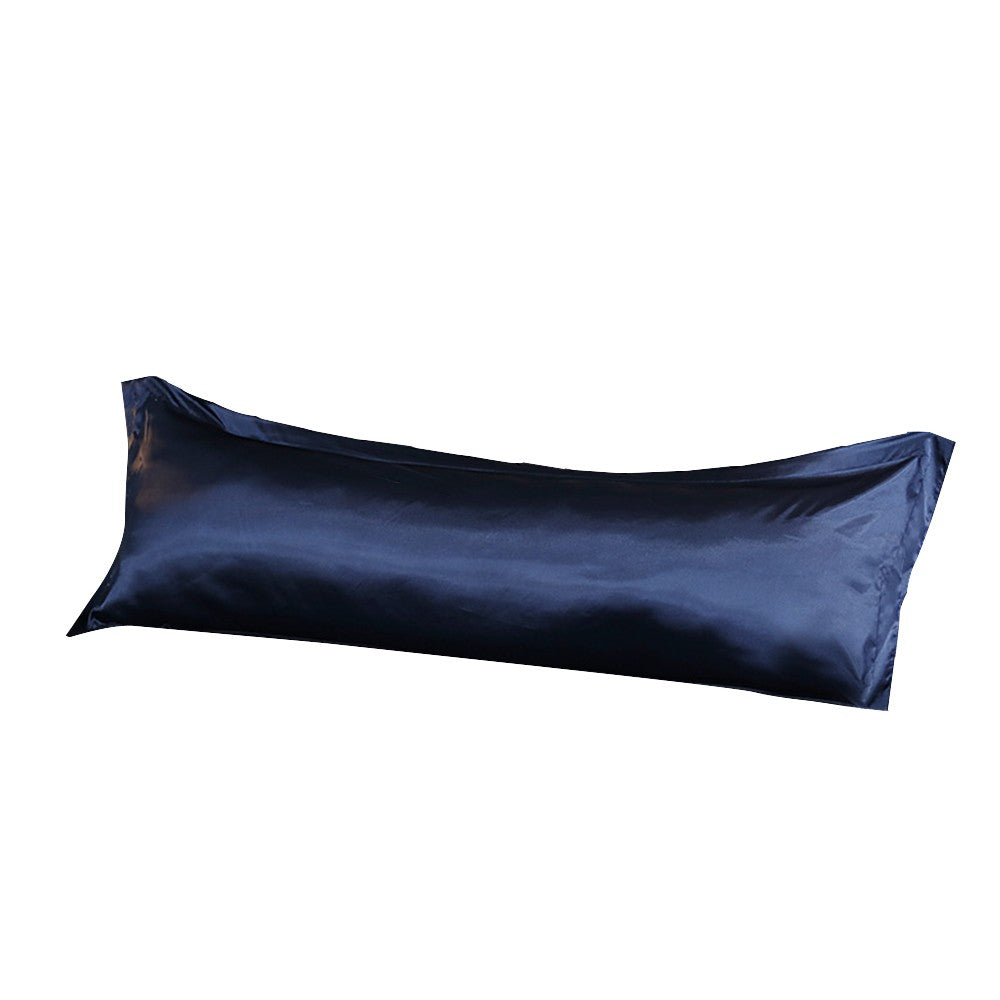 48x150cm Navy Blue Satin Long Pillowcase Soft Faux Silk Pillow Cover Double Body Pillow Case