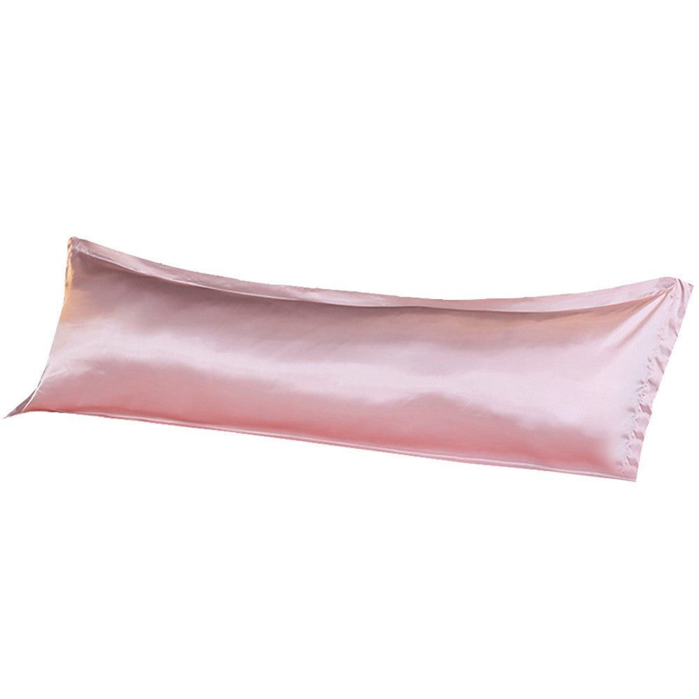 48x150cm Pink Satin Long Pillowcase Soft Faux Silk Pillow Cover Double Body Pillow Case