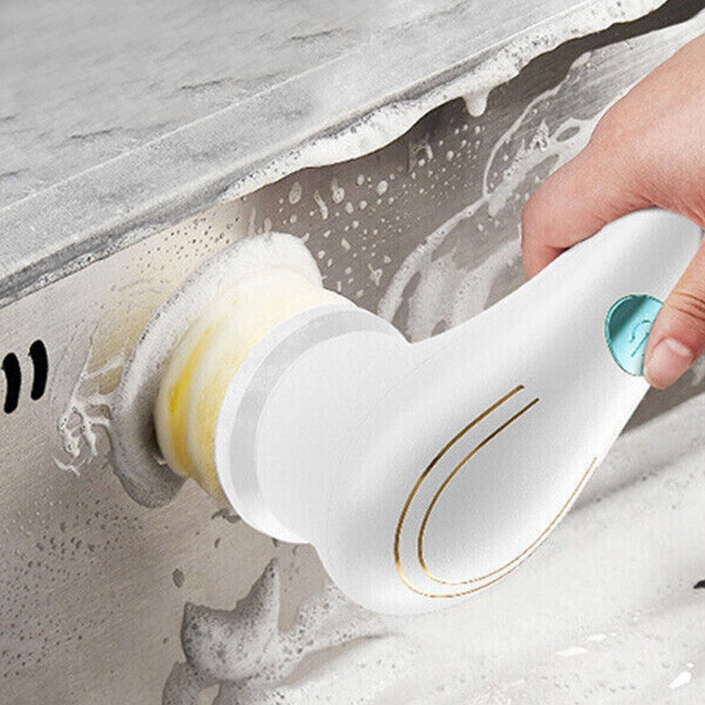 2 X Set of 5 in 1 Handheld Electric Cleaning Brush USB Rechargeable Electric Dishwashing Brush Shower Scrubber Cleaning Tool