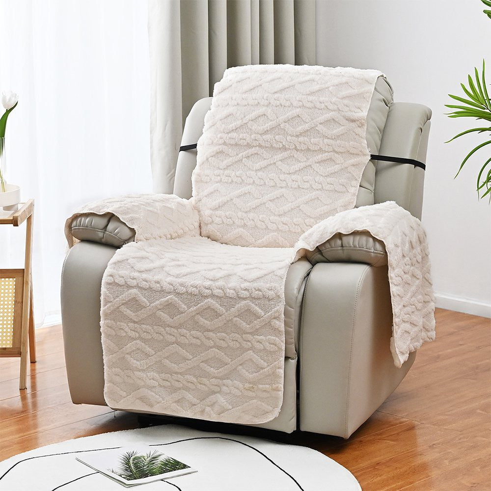 For 3-Seater T-shaped Recliner Couch Cover Recliner Cushion Slipcover Beige