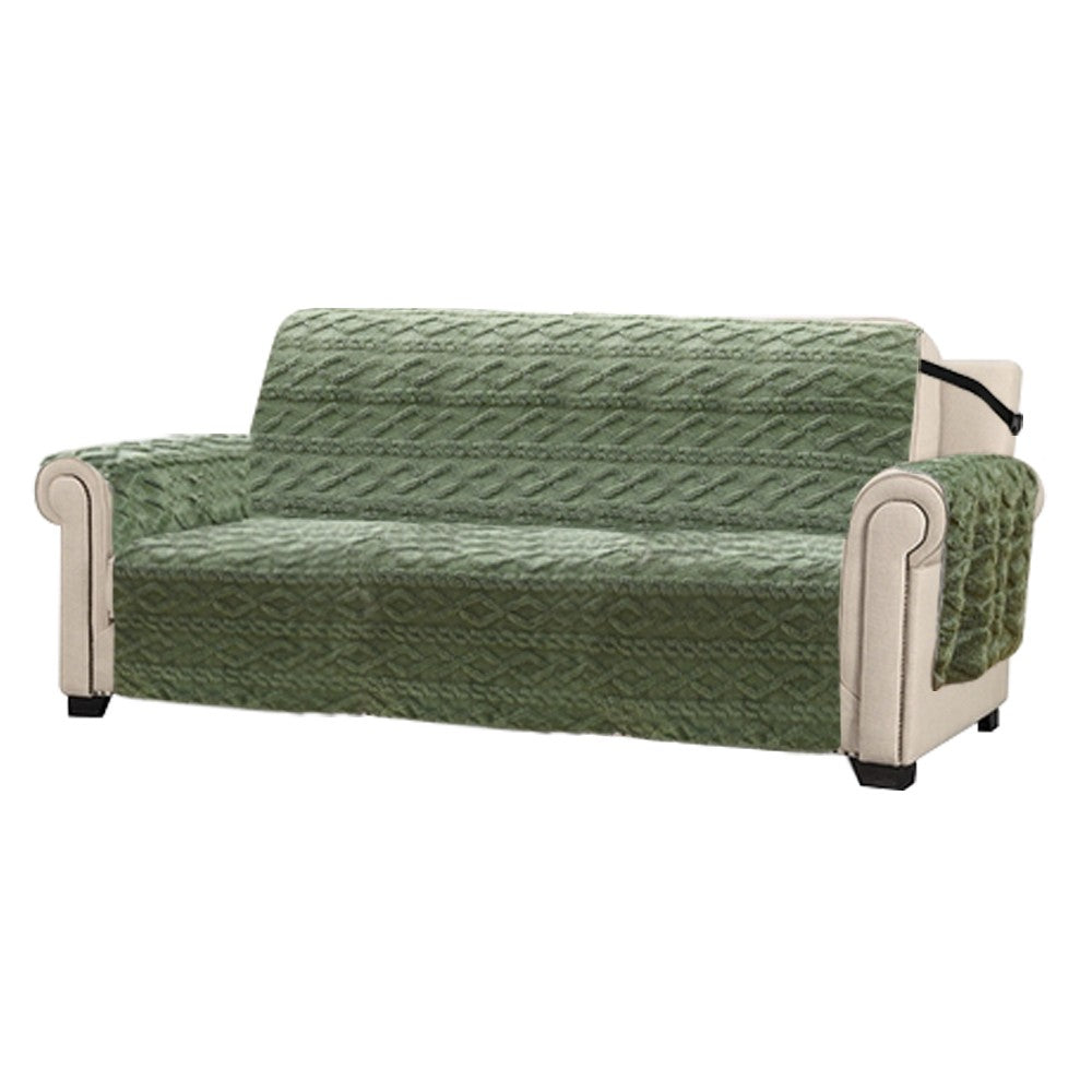 For 3-Seater T-shaped Recliner Couch Cover Recliner Cushion Slipcover Green