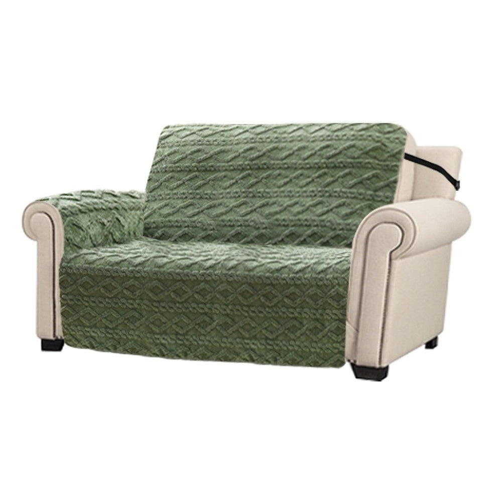 For 2-Seater T-shaped Recliner Couch Cover Recliner Cushion Slipcover Green