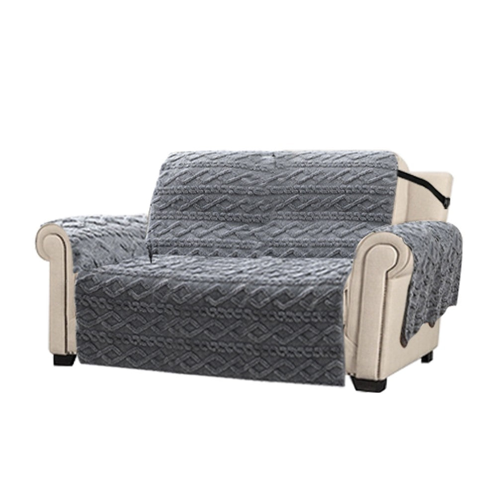 For 2-Seater T-shaped Recliner Couch Cover Recliner Cushion Slipcover Grey