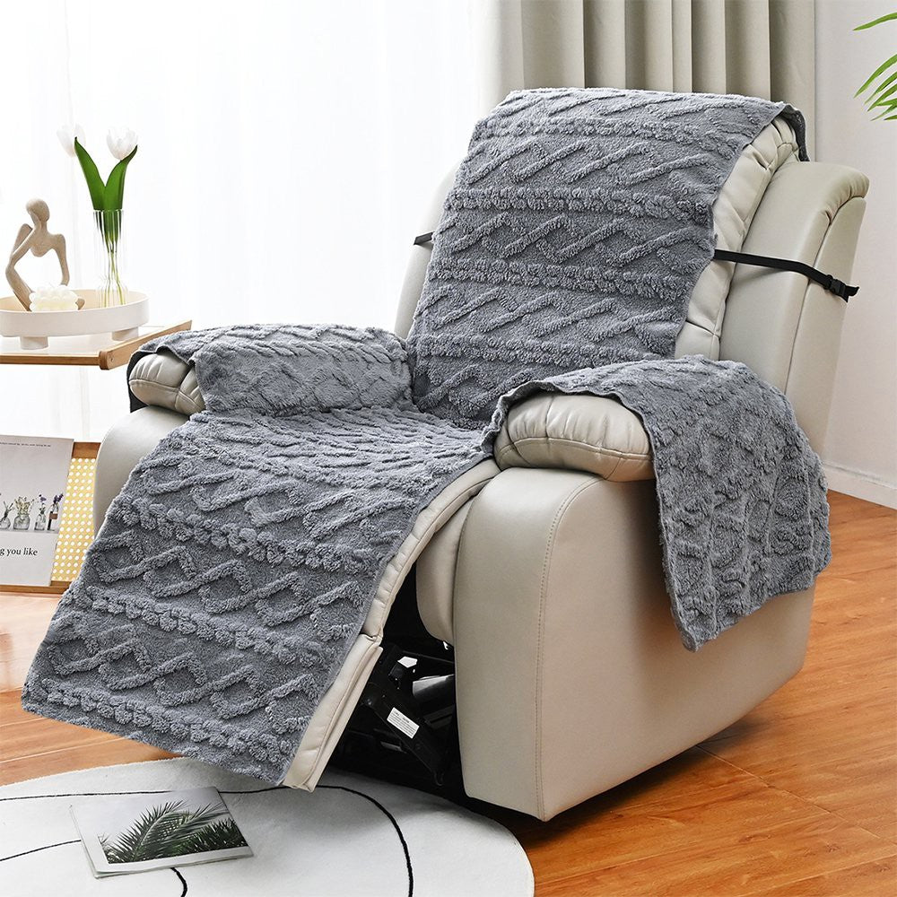 For 3-Seater T-shaped Recliner Couch Cover Recliner Cushion Slipcover Grey