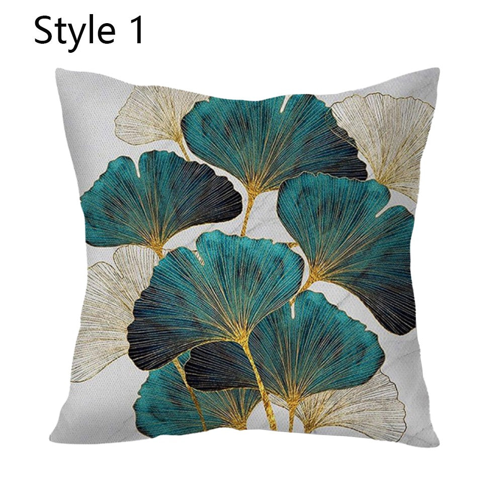 2 X Leaves Printed Pillow Cover Leaf Plant Throw Pillowcase Cover Home Decor Style 1 and 5