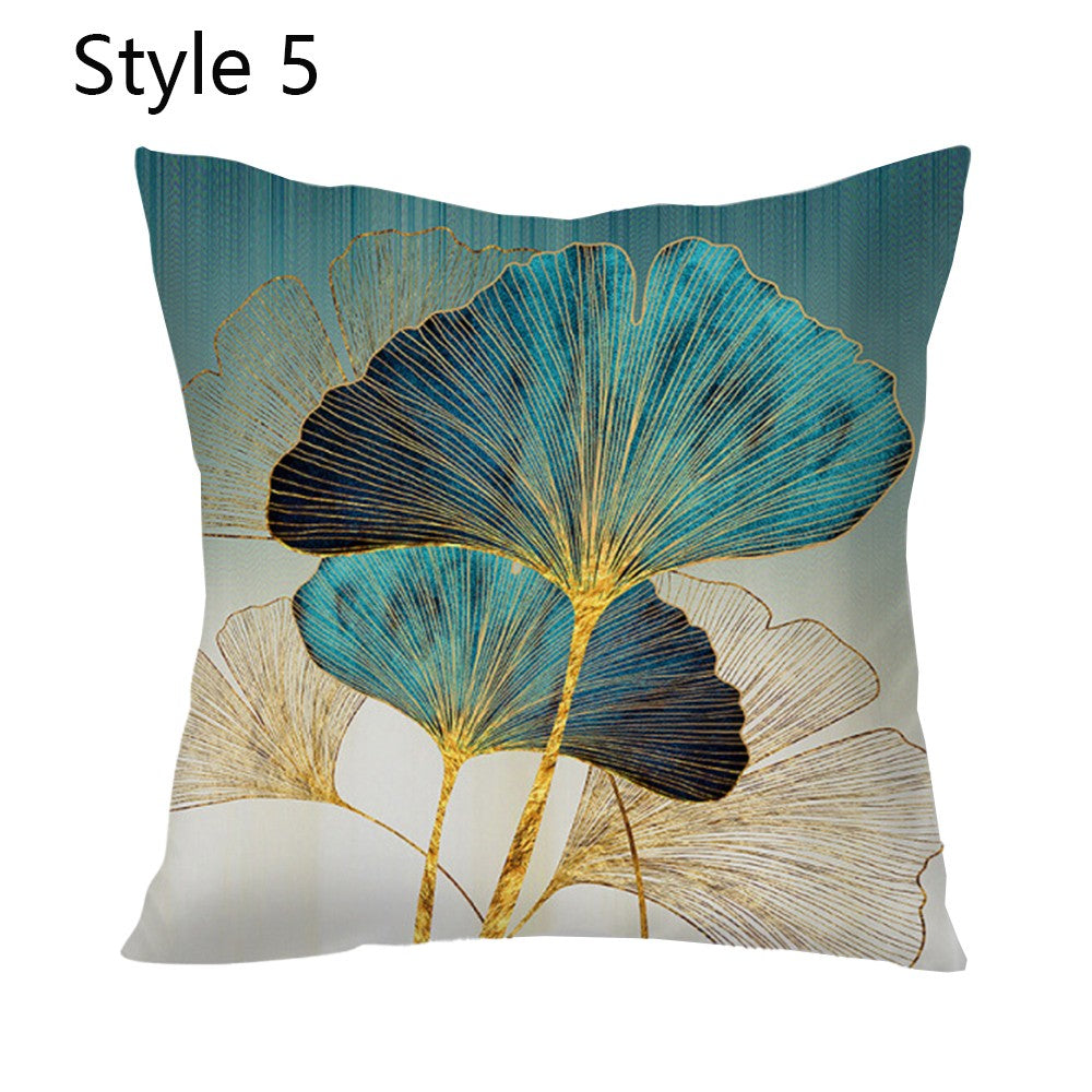 2 X Leaves Printed Pillow Cover Leaf Plant Throw Pillowcase Cover Home Decor Style 1 and 5