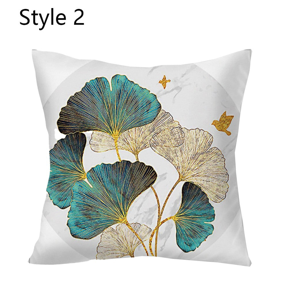 2 X Leaves Printed Pillow Cover Leaf Plant Throw Pillowcase Cover Home Decor Style 2 and 3
