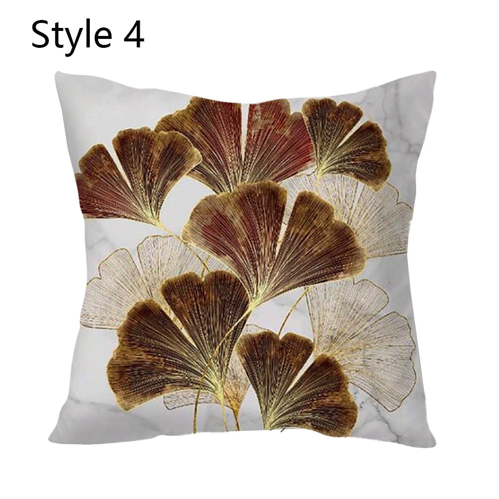 2 X Leaves Printed Pillow Cover Leaf Plant Throw Pillowcase Cover Home Decor Style 4 and 6