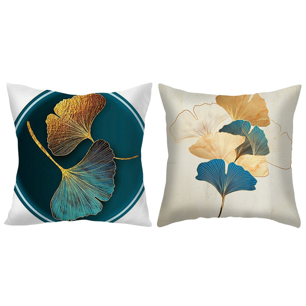 2 X Leaves Printed Pillow Cover Leaf Plant Throw Pillowcase Cover Home Decor Style 7 and 8