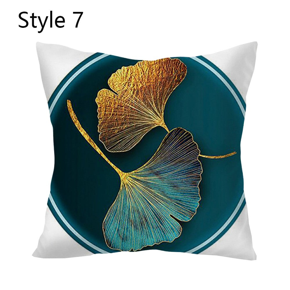 2 X Leaves Printed Pillow Cover Leaf Plant Throw Pillowcase Cover Home Decor Style 7 and 8