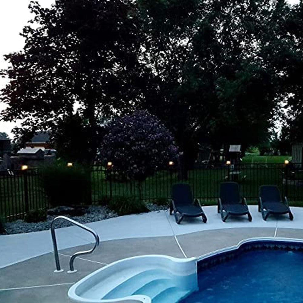 2 X Solar Powered Fence Post Cap Lights LED Pool Lamp Outdoor Light Warm Lights