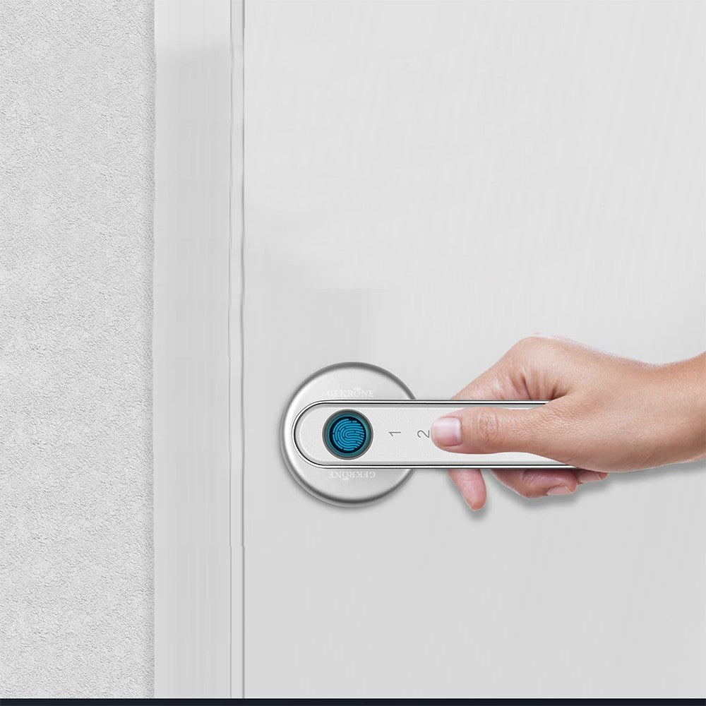 Silver Smart Fingerprint Door Lock Set Electronic Handle Door Lock Digital Password Door Lock
