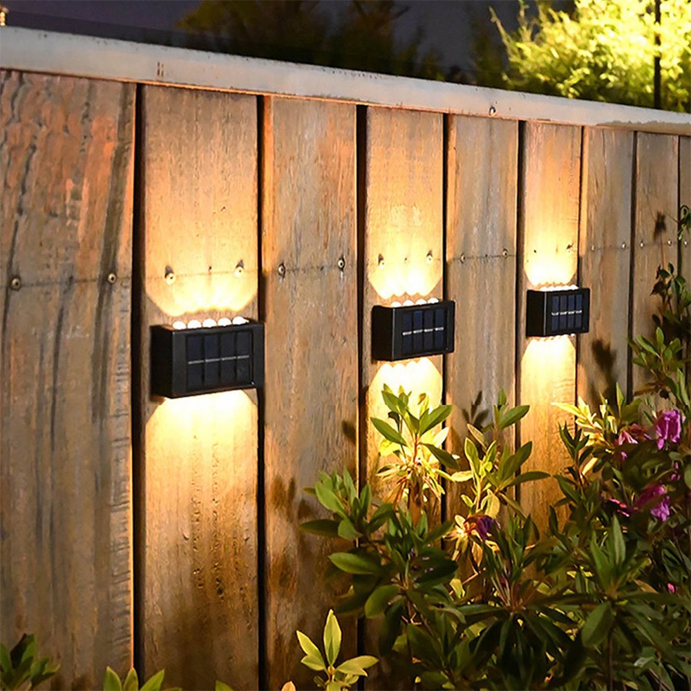 8 X 10LEDs Solar Wall Lights Water Resistant Fence Lights Outdoor Garden Yard Decor Warm Light