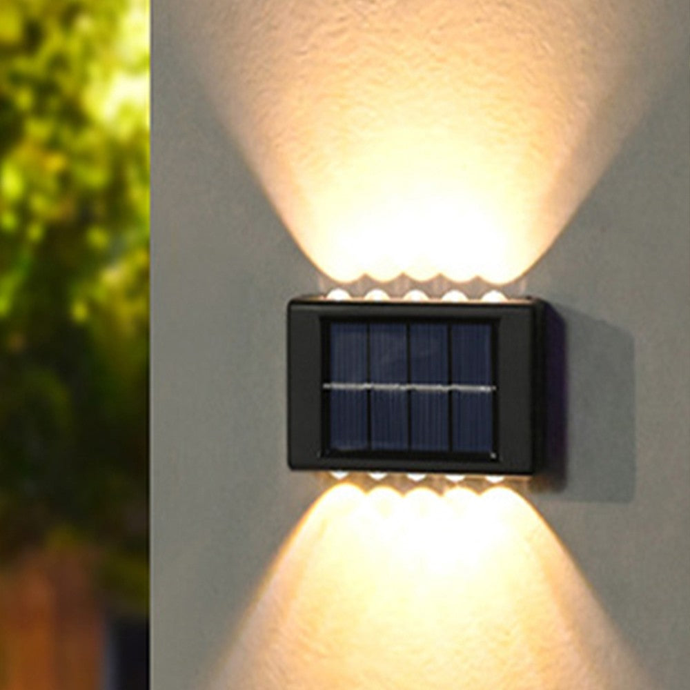2 X 10LEDs Solar Wall Lights Water Resistant Fence Lights Outdoor Garden Yard Decor Warm Light
