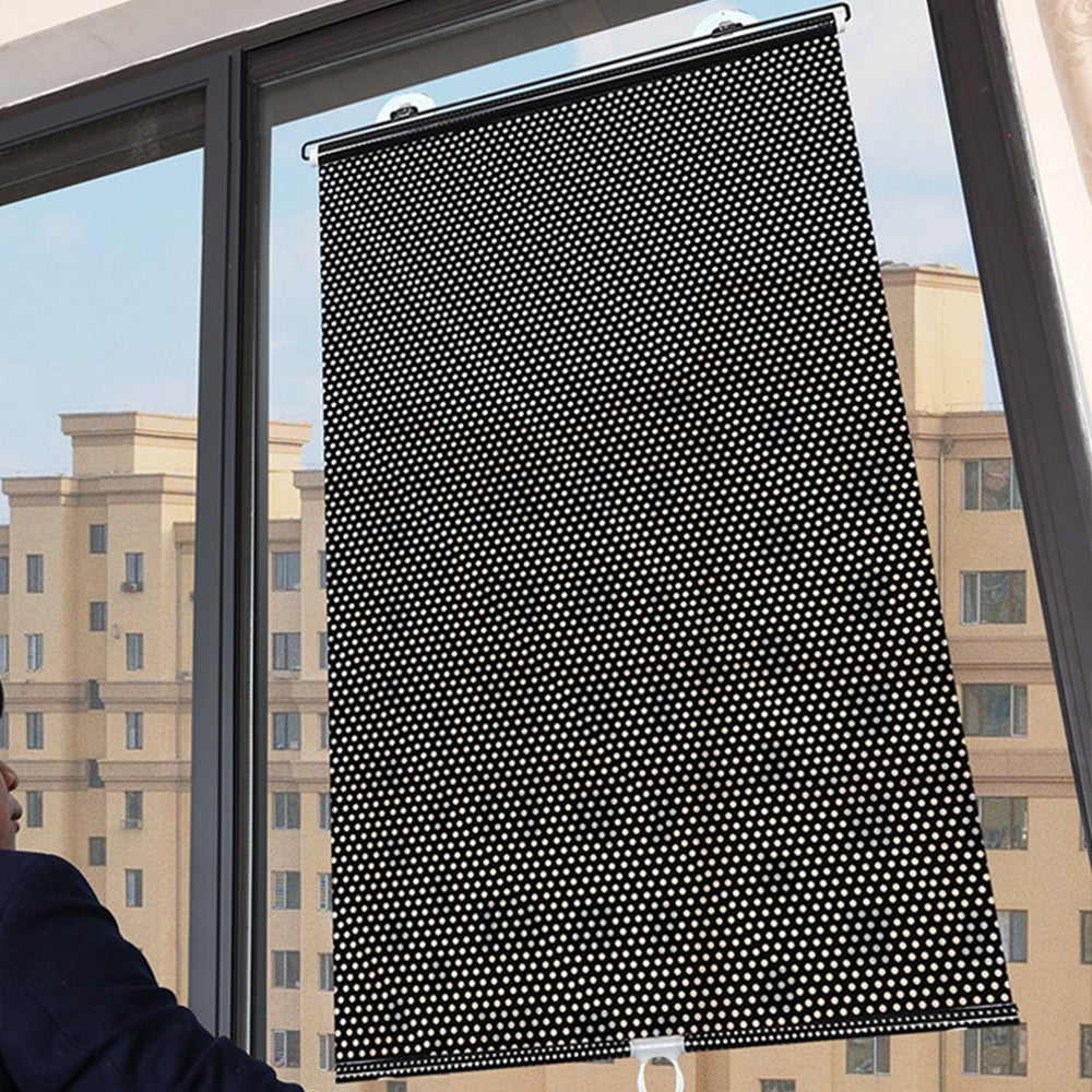 125x58cm Retractable Roller Blinds Car Sunshade Cover Window Blackout Curtains with Suction Cup Black