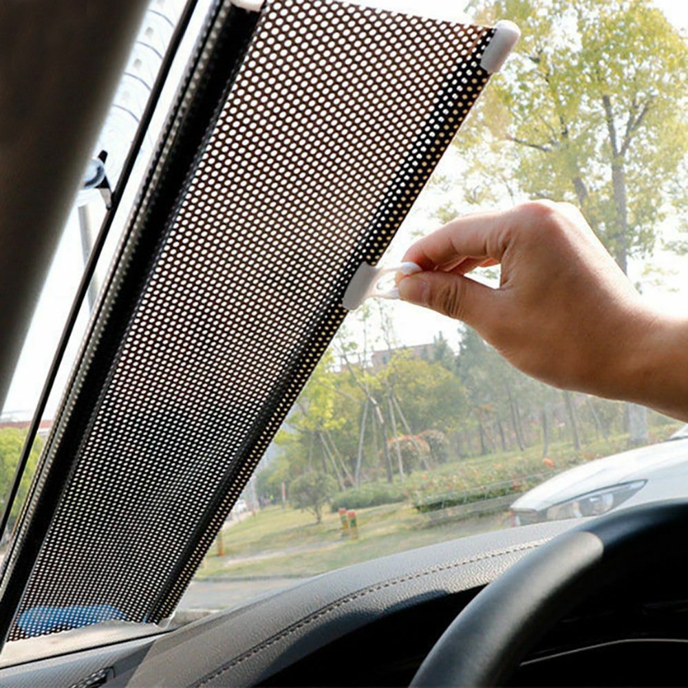 125x40cm Retractable Roller Blinds Car Sunshade Cover Window Blackout Curtains with Suction Cup Black