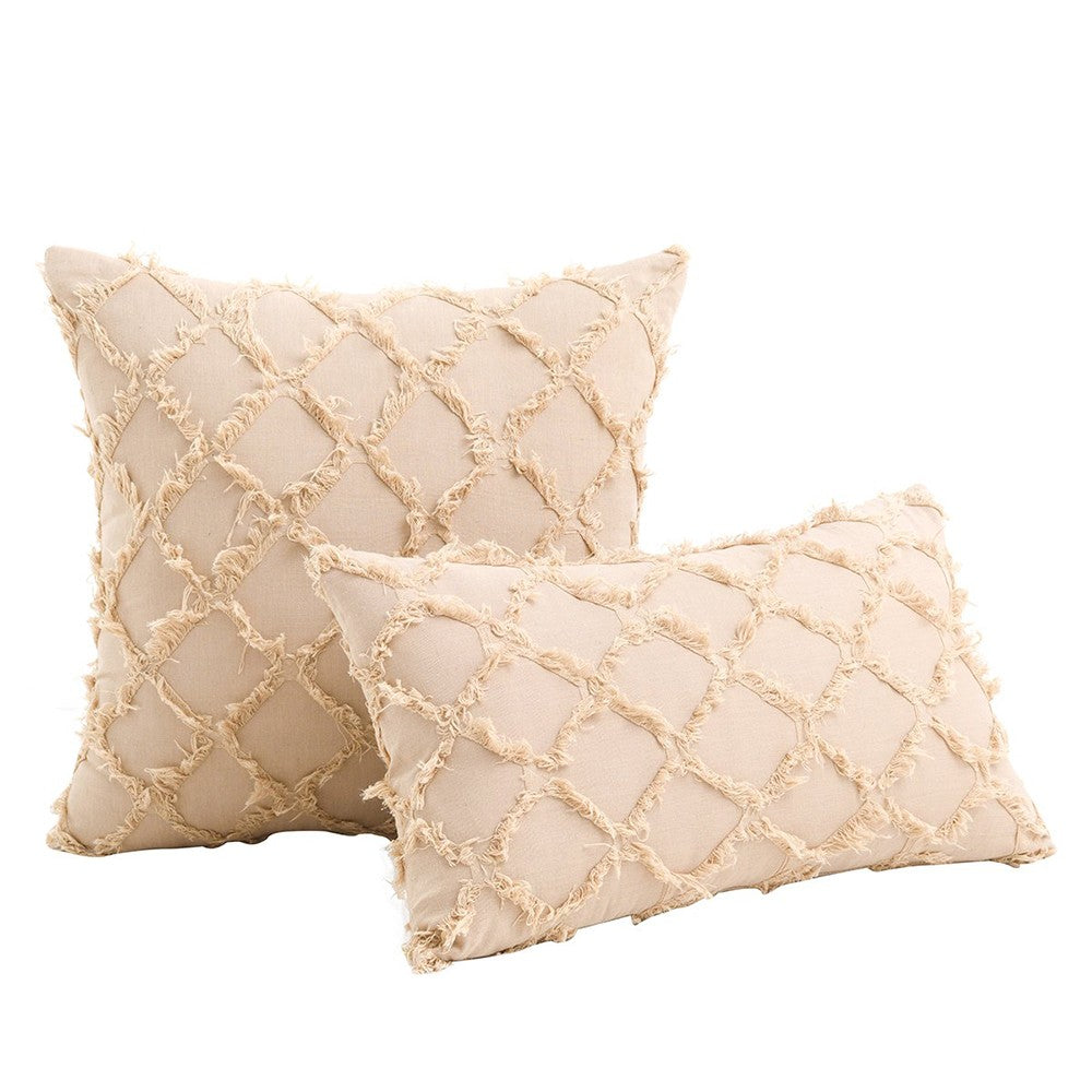 2Pcs Khaki Cotton Linen Pillowcase Cushion Covers Sofa Throw Pillow Case WITHOUT PILLOW
