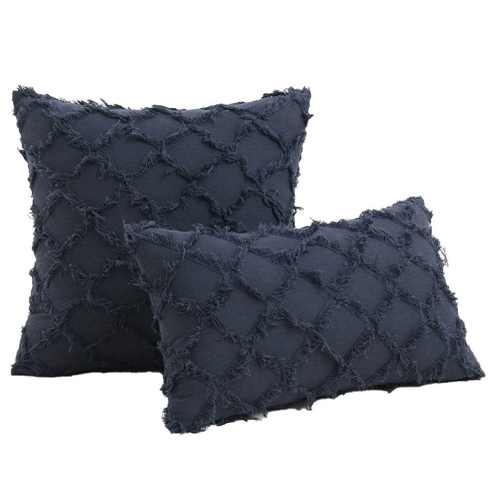 2Pcs Navy Blue Cotton Linen Pillowcase Cushion Covers Sofa Throw Pillow Case WITHOUT PILLOW