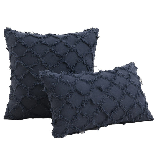 2Pcs Navy Blue Cotton Linen Pillowcase Cushion Covers Sofa Throw Pillow Case WITHOUT PILLOW