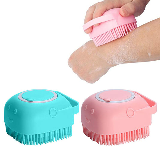 2 X Silicone Exfoliating Body Scrubber Exfoliating Shower Brush Massage Bathing Brush Pink Blue