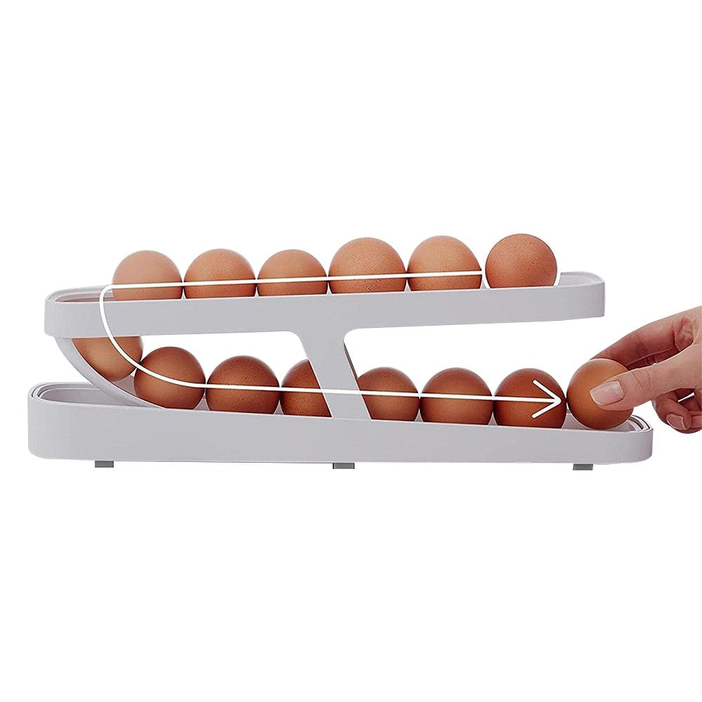 1 X 2 Tier Rolldown Refrigerator Egg Dispenser Auto Rolling Egg Container Holder Egg Storage Rack