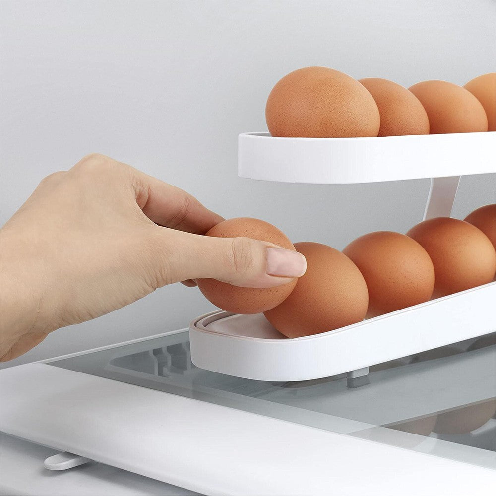1 X 2 Tier Rolldown Refrigerator Egg Dispenser Auto Rolling Egg Container Holder Egg Storage Rack