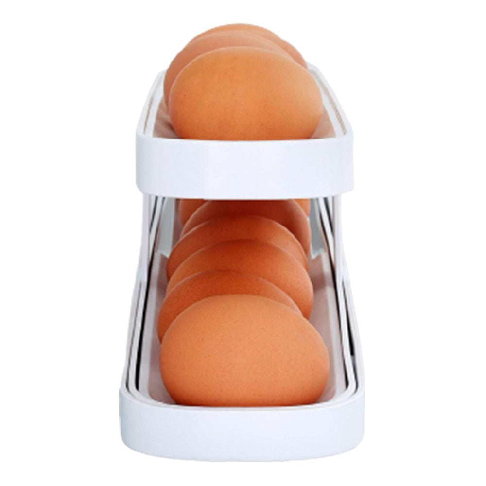 1 X 2 Tier Rolldown Refrigerator Egg Dispenser Auto Rolling Egg Container Holder Egg Storage Rack