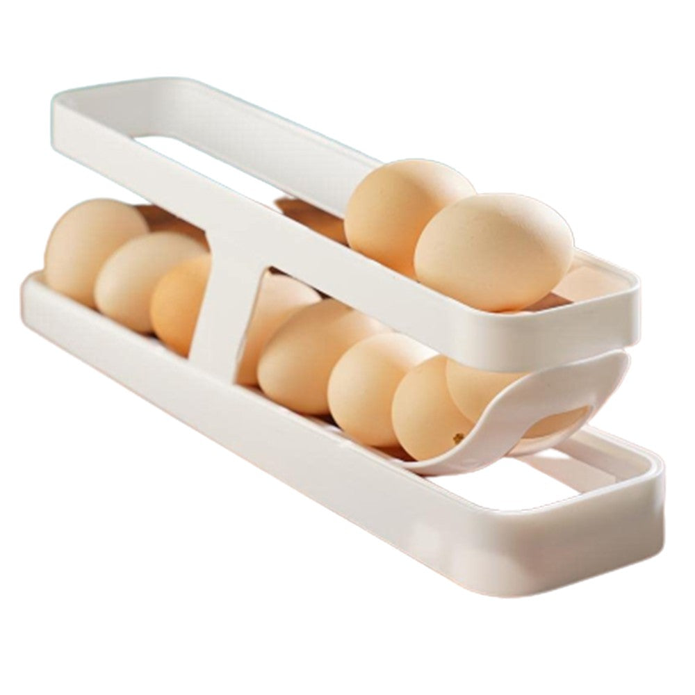 1 X 2 Tier Rolldown Refrigerator Egg Dispenser Auto Rolling Egg Container Holder Egg Storage Rack