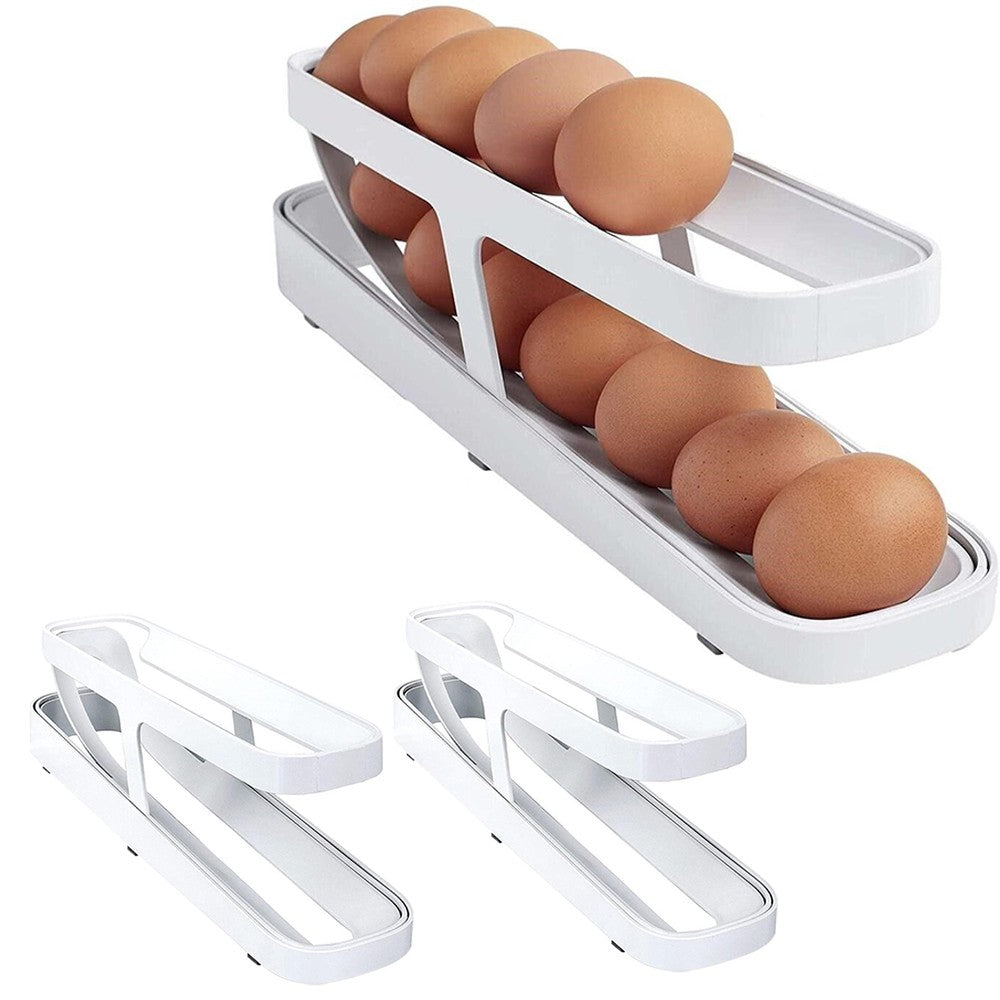 2 X 2 Tier Rolldown Refrigerator Egg Dispenser Auto Rolling Egg Container Holder Egg Storage Rack