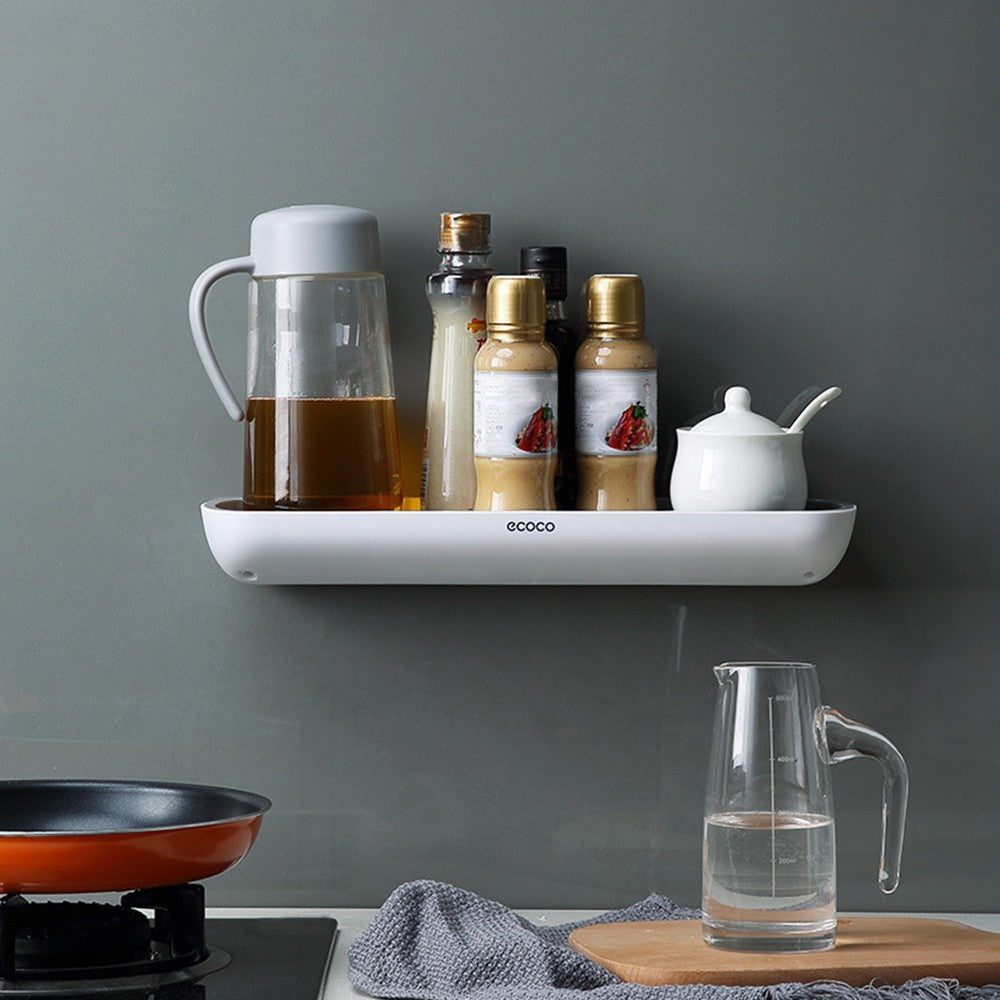 1 X Wall Mount Bathroom Shelves Organizer Punch Free Kitchen Storage Rack without Towel Rail