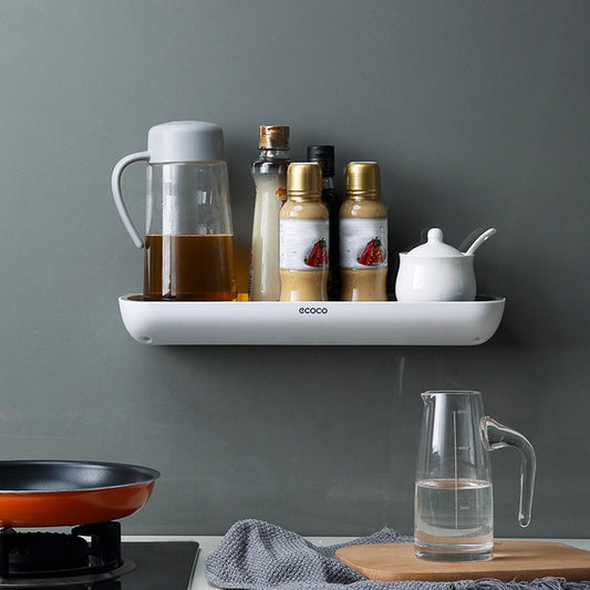 1 X Wall Mount Bathroom Shelves Organizer Punch Free Kitchen Storage Rack without Towel Rail