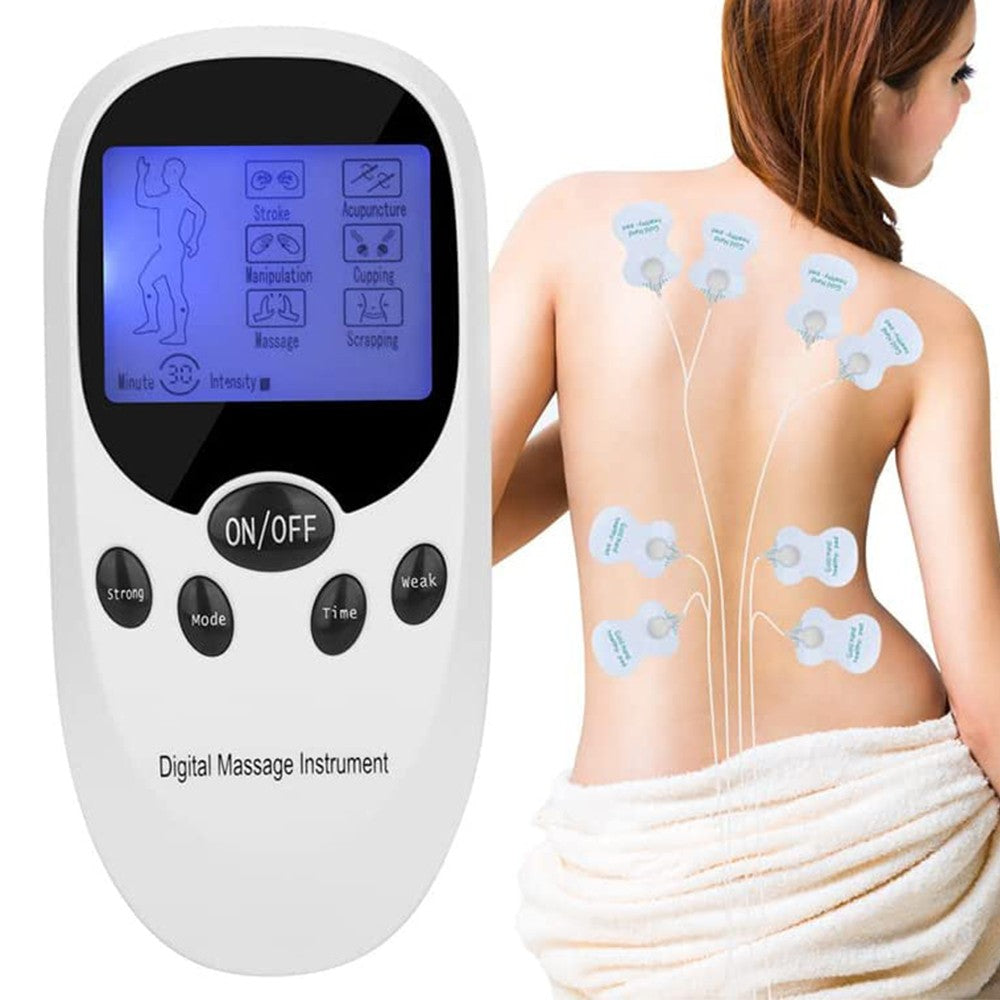 Electric Back Massager Tens Machine Unit Back Pain Therapy Pulse Muscle Stimulator